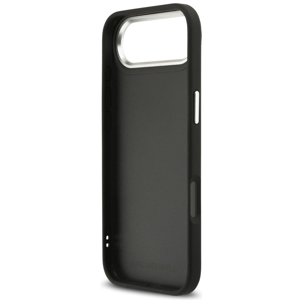 Θήκη για Apple iPhone 17 Air, Karl Lagerfeld, Grained Karl & Choupette's Heads Pins and Logo, Μαύρη
