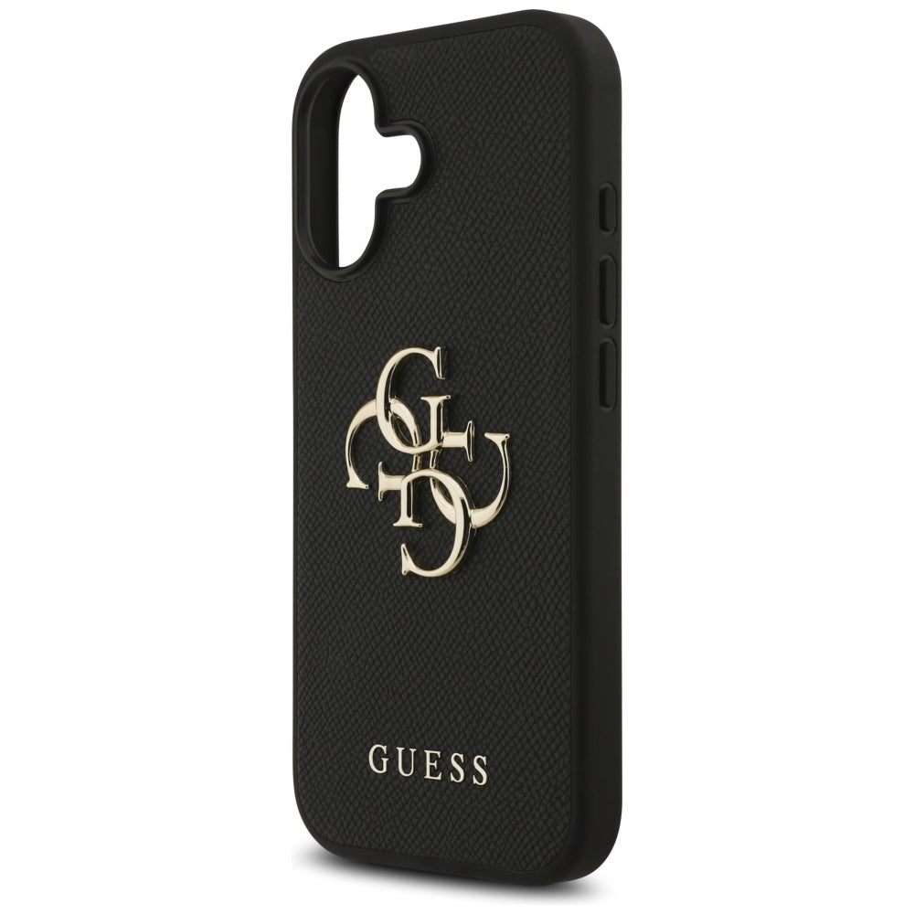 Case for Apple iPhone 17, Guess, 4G Grained Big and Classic Logo, Black