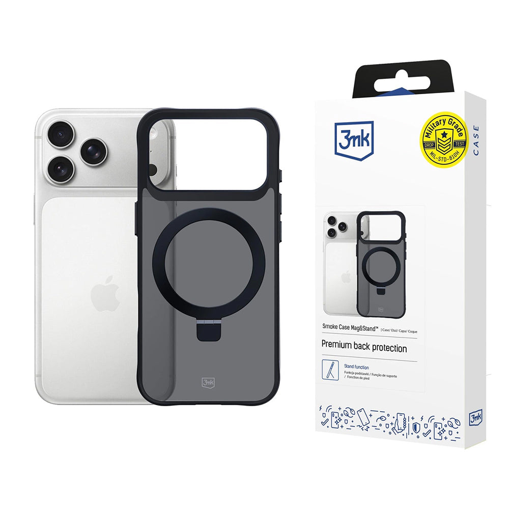 Case for Apple iPhone 17 Pro, 3MK, Smoke MagStand, Black