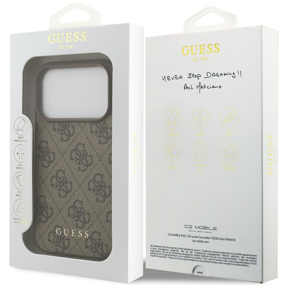 Θήκη για Apple iPhone 17 Pro, Guess, 4G Classic, Καφέ