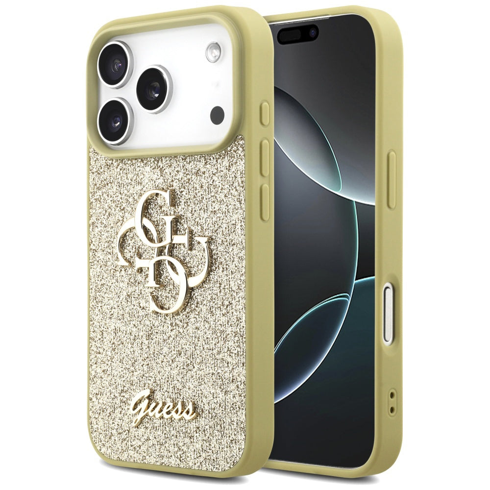 Θήκη για Apple iPhone 17 Pro, Guess, Fixed Glitter Big 4G, Χρυσή