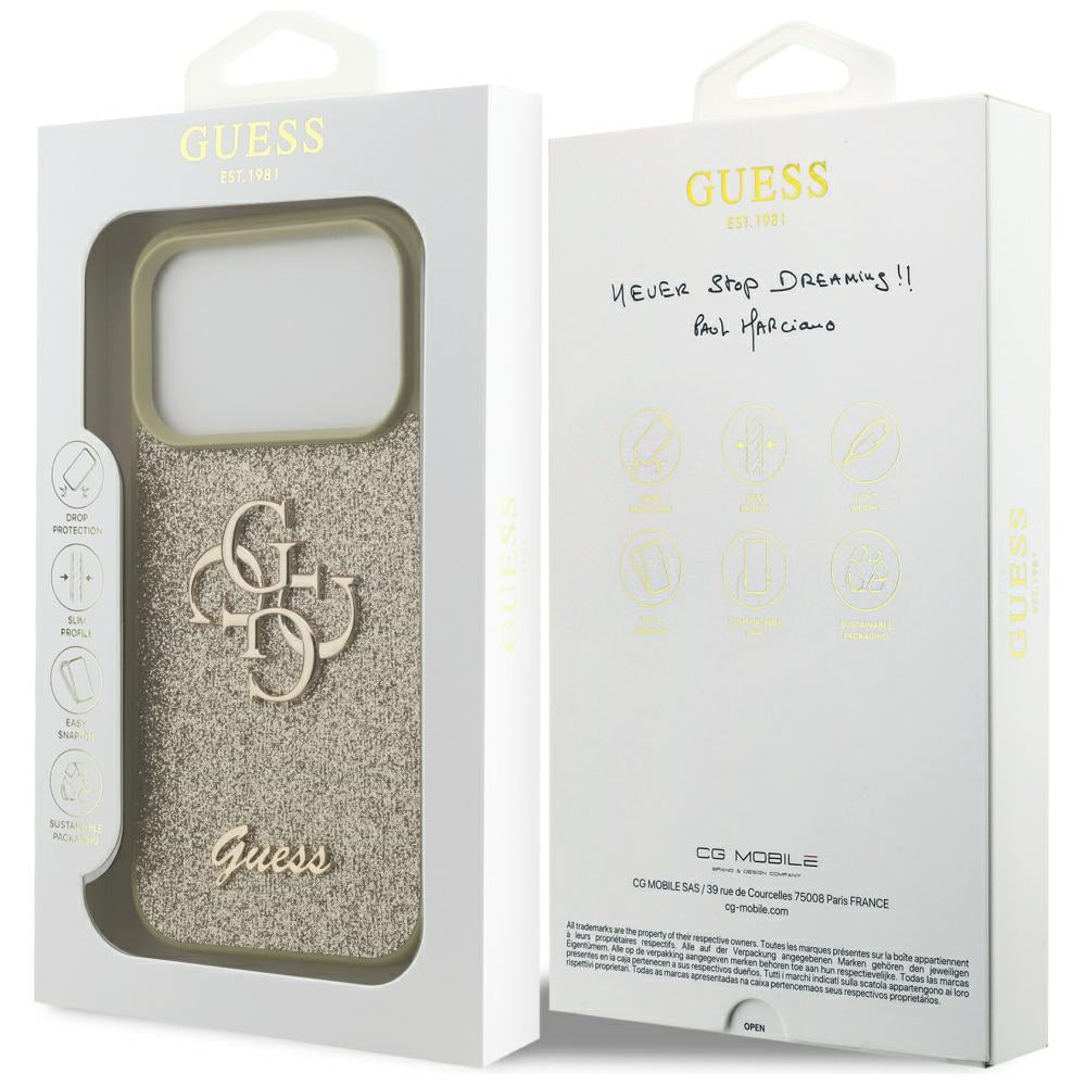 Θήκη για Apple iPhone 17 Pro, Guess, Fixed Glitter Big 4G, Χρυσή