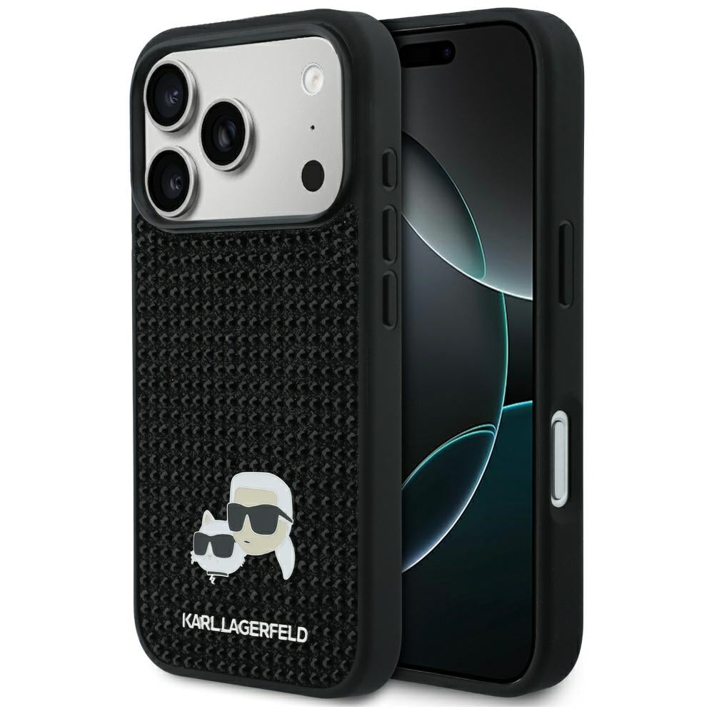 Θήκη για Apple iPhone 17 Pro, Karl Lagerfeld, Rhinestone Karl & Choupette Pins, Μαύρη