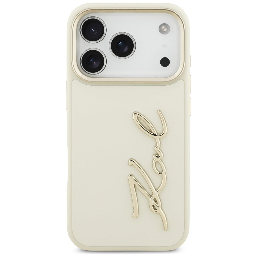 Θήκη για Apple iPhone 17 Pro, Karl Lagerfeld, Script Logo, Μπεζ