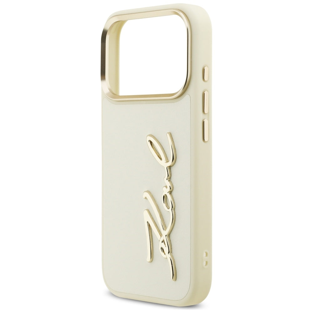 Θήκη για Apple iPhone 17 Pro, Karl Lagerfeld, Script Logo, Μπεζ