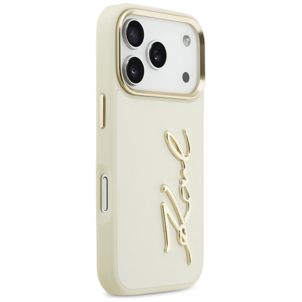 Θήκη για Apple iPhone 17 Pro, Karl Lagerfeld, Script Logo, Μπεζ