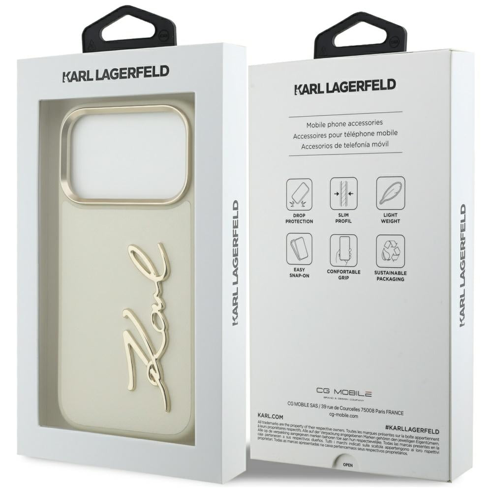 Θήκη για Apple iPhone 17 Pro, Karl Lagerfeld, Script Logo, Μπεζ