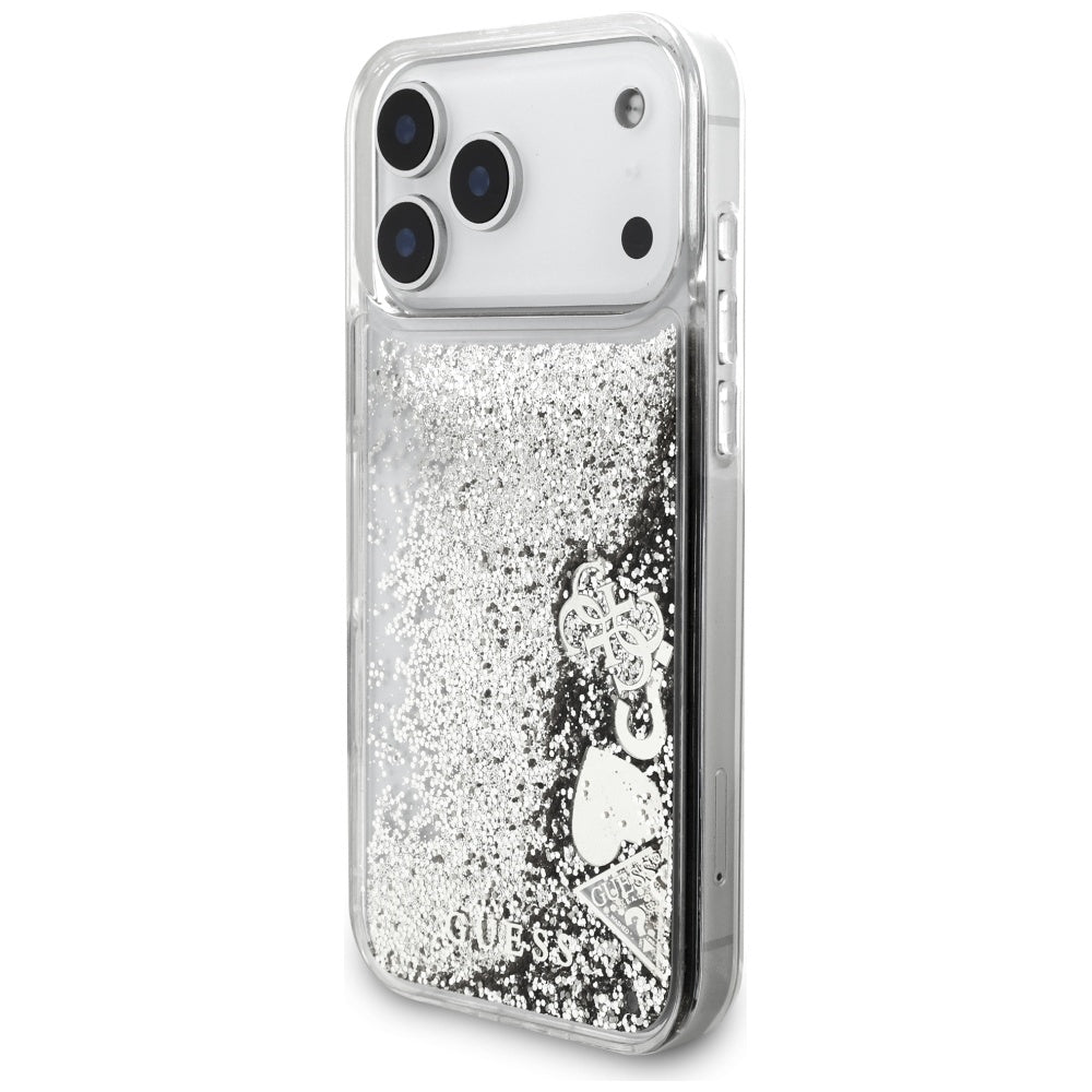 Θήκη για Apple iPhone 17 Pro Max, Guess, Liquid Glitter Charms, Ασημί