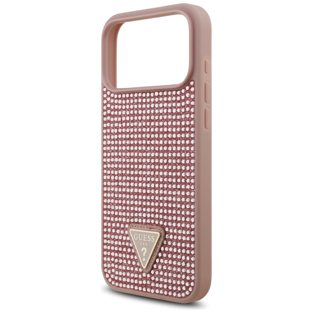 Θήκη για Apple iPhone 17 Pro Max, Guess, Rhinestone Triangle Logo, Ροζ