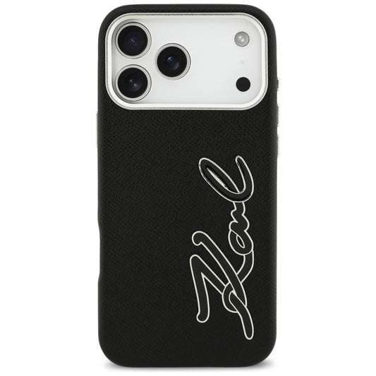 Θήκη για Apple iPhone 17 Pro Max, Karl Lagerfeld, FW Grained Signature Logo, Μαύρη