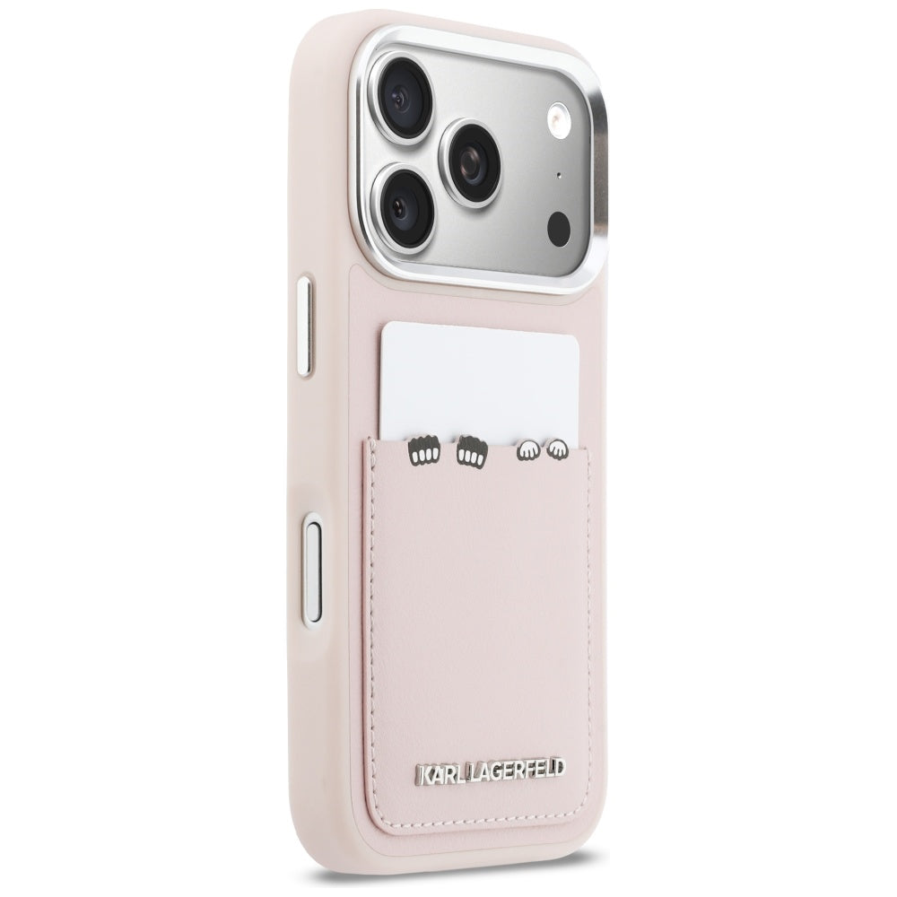 Θήκη για Apple iPhone 17 Pro Max, Karl Lagerfeld, Karl & Choupette Εκτύπωση με Τσέπη, Ροζ