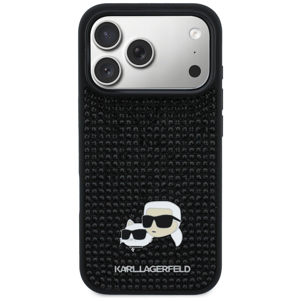 Θήκη για Apple iPhone 17 Pro Max, Karl Lagerfeld, Rhinestone Karl & Choupette Pins, Μαύρη