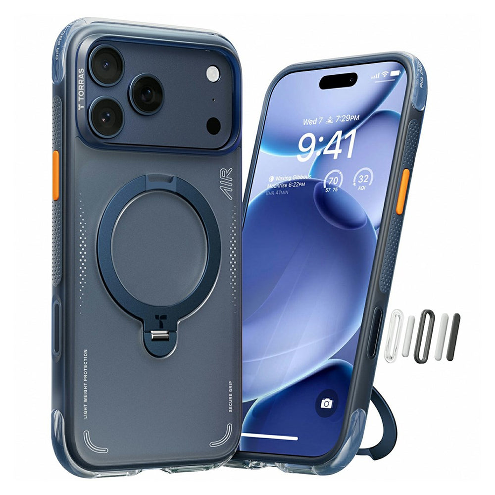 Θήκη MagSafe για Apple iPhone 17 Pro Max, Torras, Ostand Spin Air, Μπλε