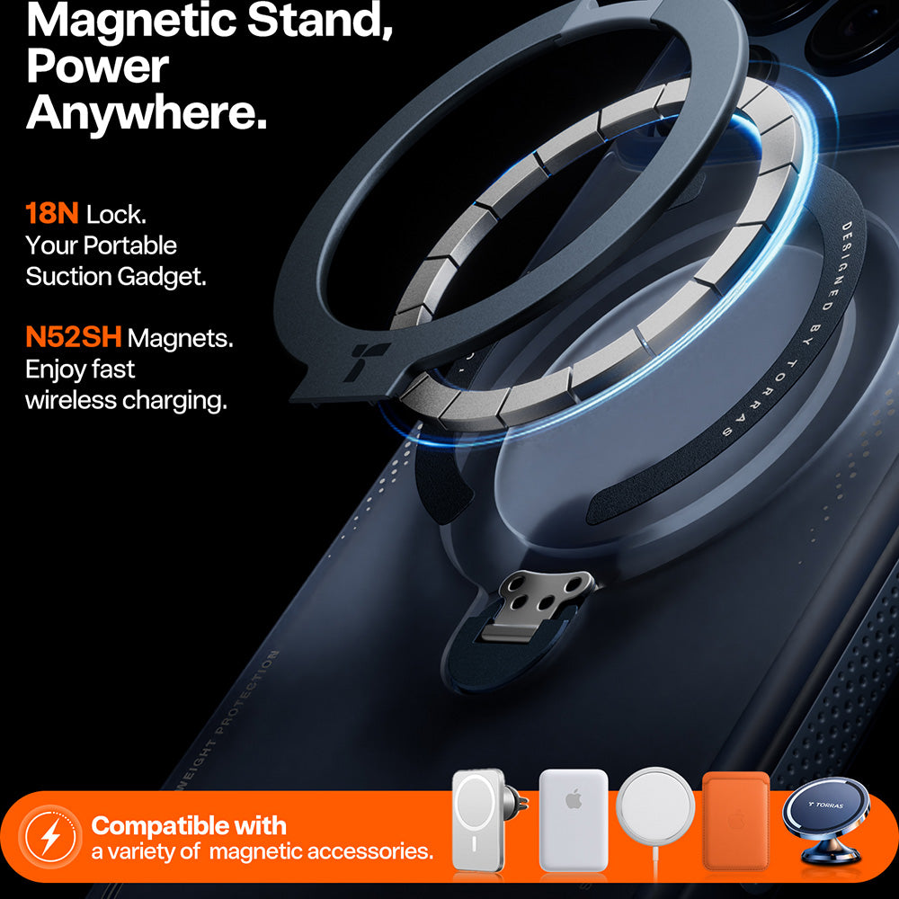 Θήκη MagSafe για Apple iPhone 17 Pro Max, Torras, Ostand Spin Air, Μπλε