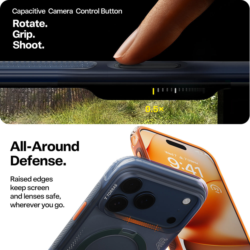 Θήκη MagSafe για Apple iPhone 17 Pro Max, Torras, Ostand Spin Air, Μπλε
