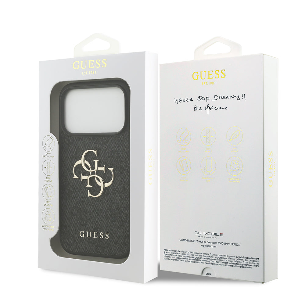 Θήκη για Apple iPhone 18 Pro / 17 Pro, Guess, 4G Big Logo, Μαύρη