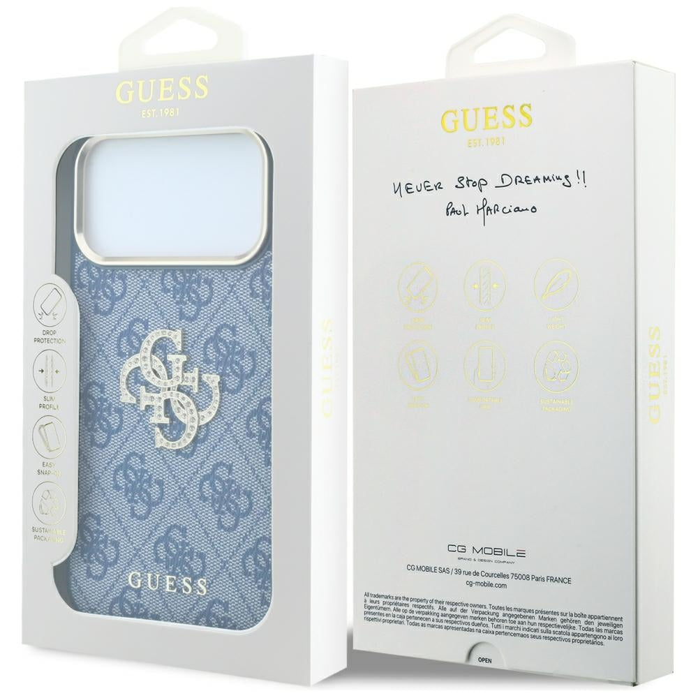 Θήκη για Apple iPhone 18 Pro / 17 Pro, Guess, 4G Big Strass Logo, Μπλε