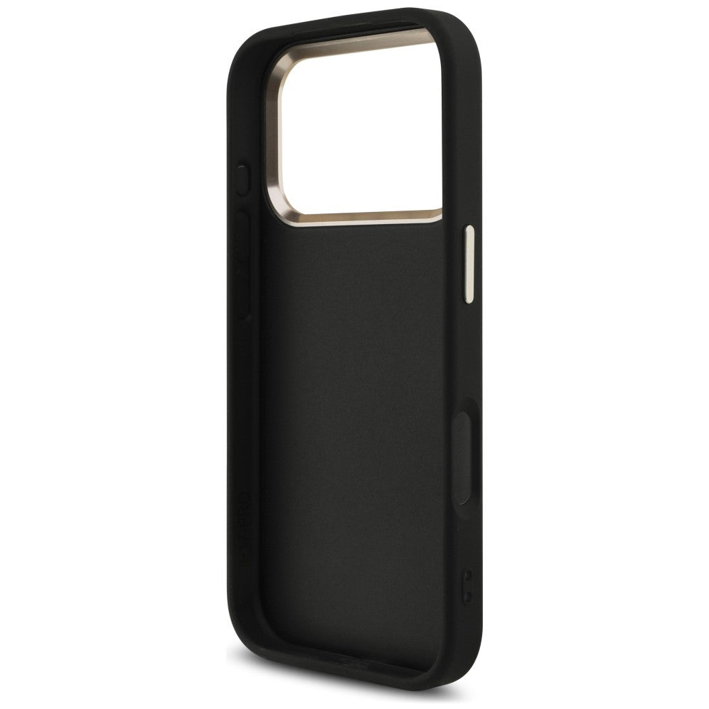 Θήκη για Apple iPhone 18 Pro / 17 Pro, Guess, 4G Classic Logo με λουράκι, Μαύρο Χρυσό