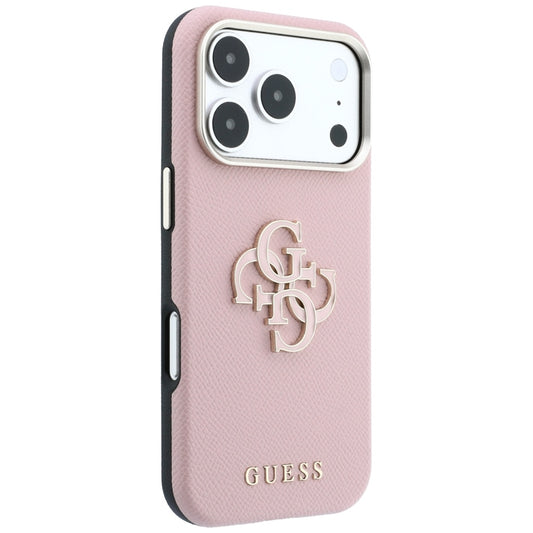 Θήκη για Apple iPhone 18 Pro / 17 Pro, Guess, Μεγάλο Λογότυπο από Ρητίνη με Υφή, Ροζ