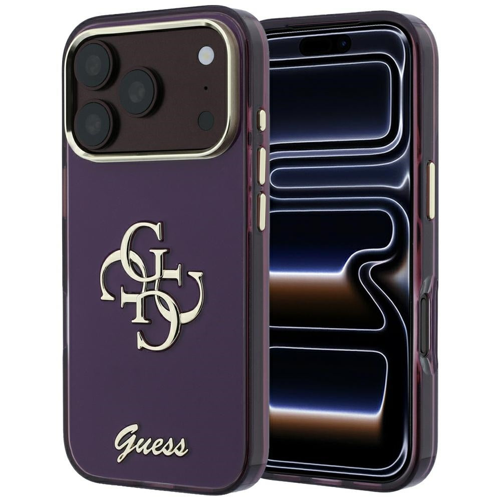 Θήκη για Apple iPhone 18 Pro / 17 Pro, Guess, IML 4G Metal Script, Βυσσινί