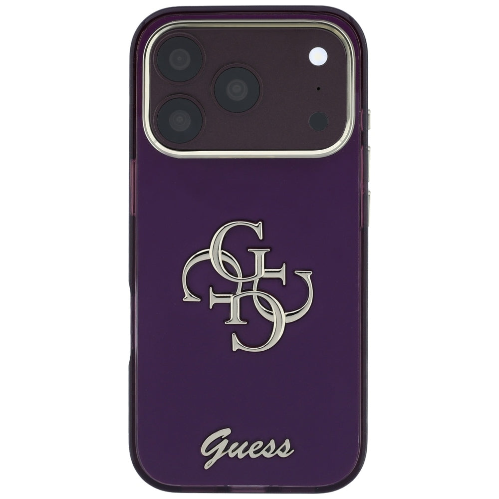 Θήκη για Apple iPhone 18 Pro / 17 Pro, Guess, IML 4G Metal Script, Βυσσινί