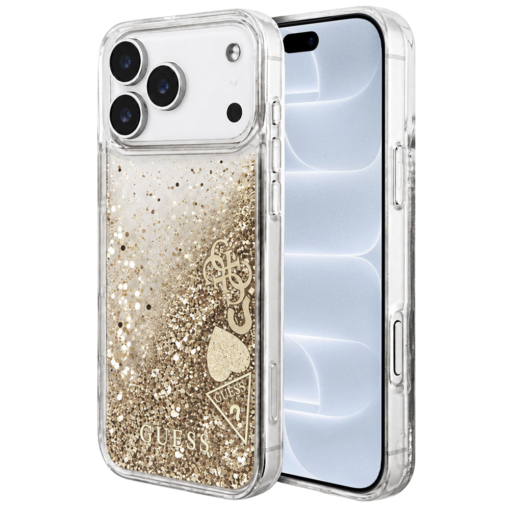 Θήκη για Apple iPhone 18 Pro / 17 Pro, Guess, Liquid Glitter Charms, Χρυσή