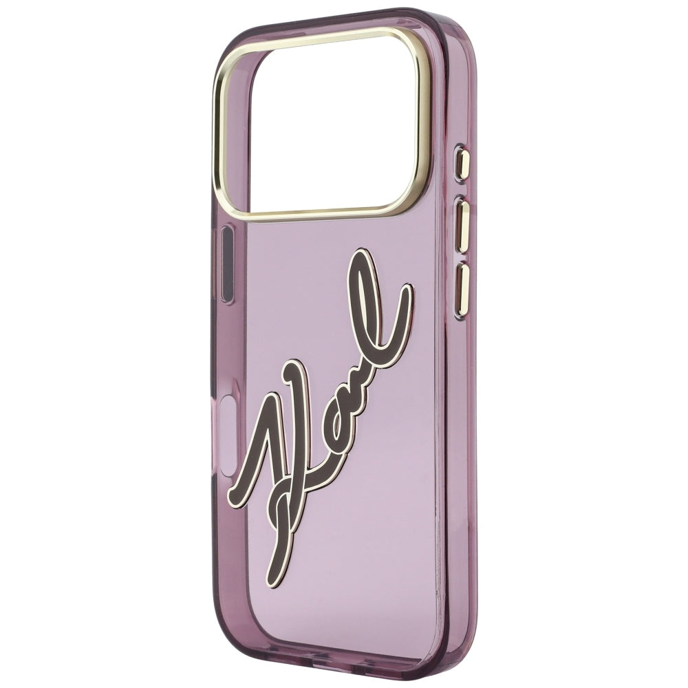 Θήκη για Apple iPhone 18 Pro / 17 Pro, Karl Lagerfeld, IML Big Signature Resin Logo και Μεταλλικό Πλαίσιο, Βυσσινί