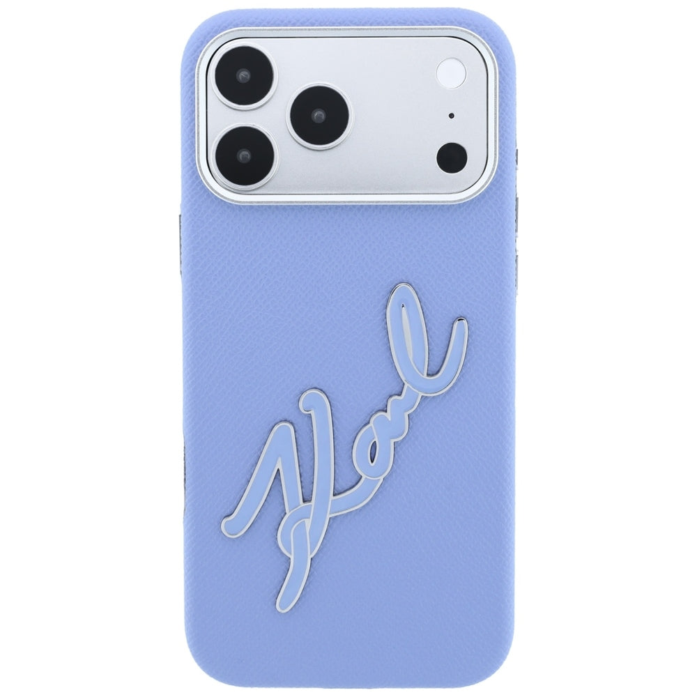 Θήκη για Apple iPhone 18 Pro / 17 Pro, Karl Lagerfeld, Λείο Μεγάλο Ρητινώδες Λογότυπο Υπογραφής, Μπλε