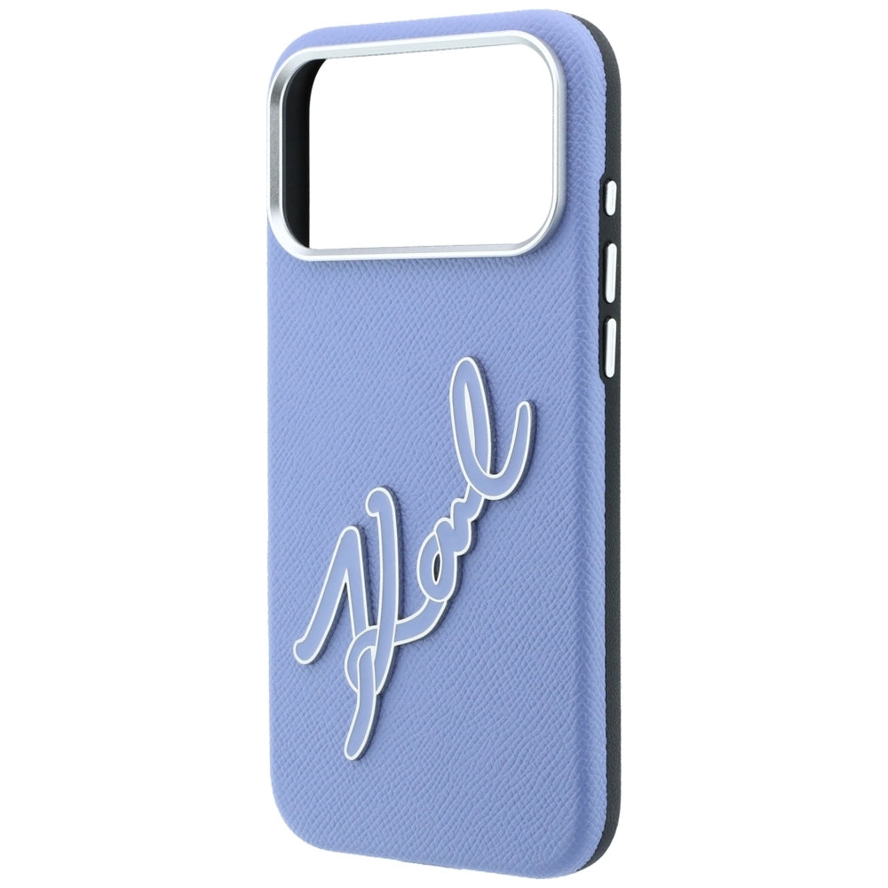 Θήκη για Apple iPhone 18 Pro / 17 Pro, Karl Lagerfeld, Λείο Μεγάλο Ρητινώδες Λογότυπο Υπογραφής, Μπλε