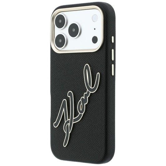Θήκη για Apple iPhone 18 Pro / 17 Pro, Karl Lagerfeld, Smooth Big Resin Signature Logo, Μαύρη