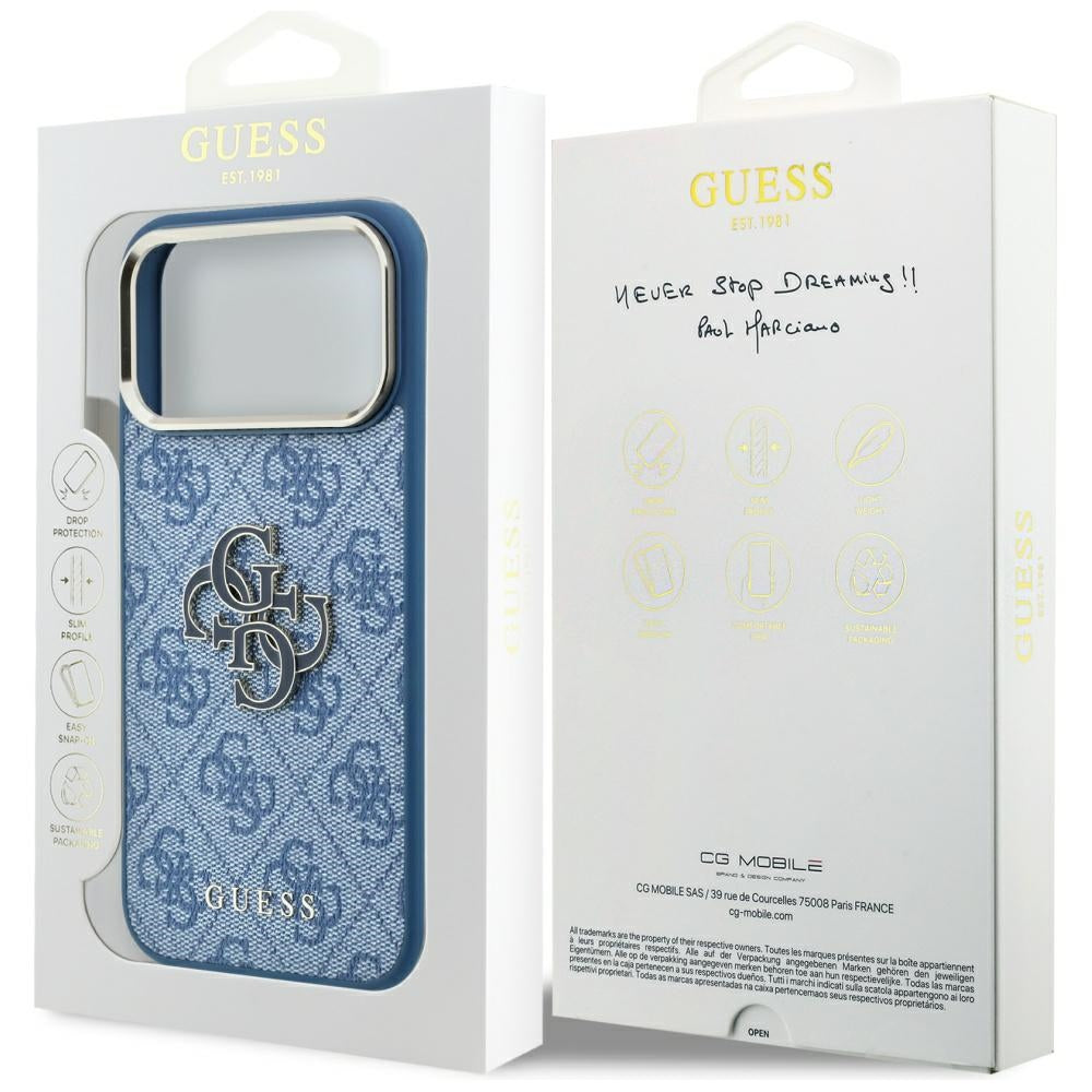 Θήκη για Apple iPhone 18 Pro Max / 17 Pro Max, Guess, 4G Big Resin Logo, Μπλε