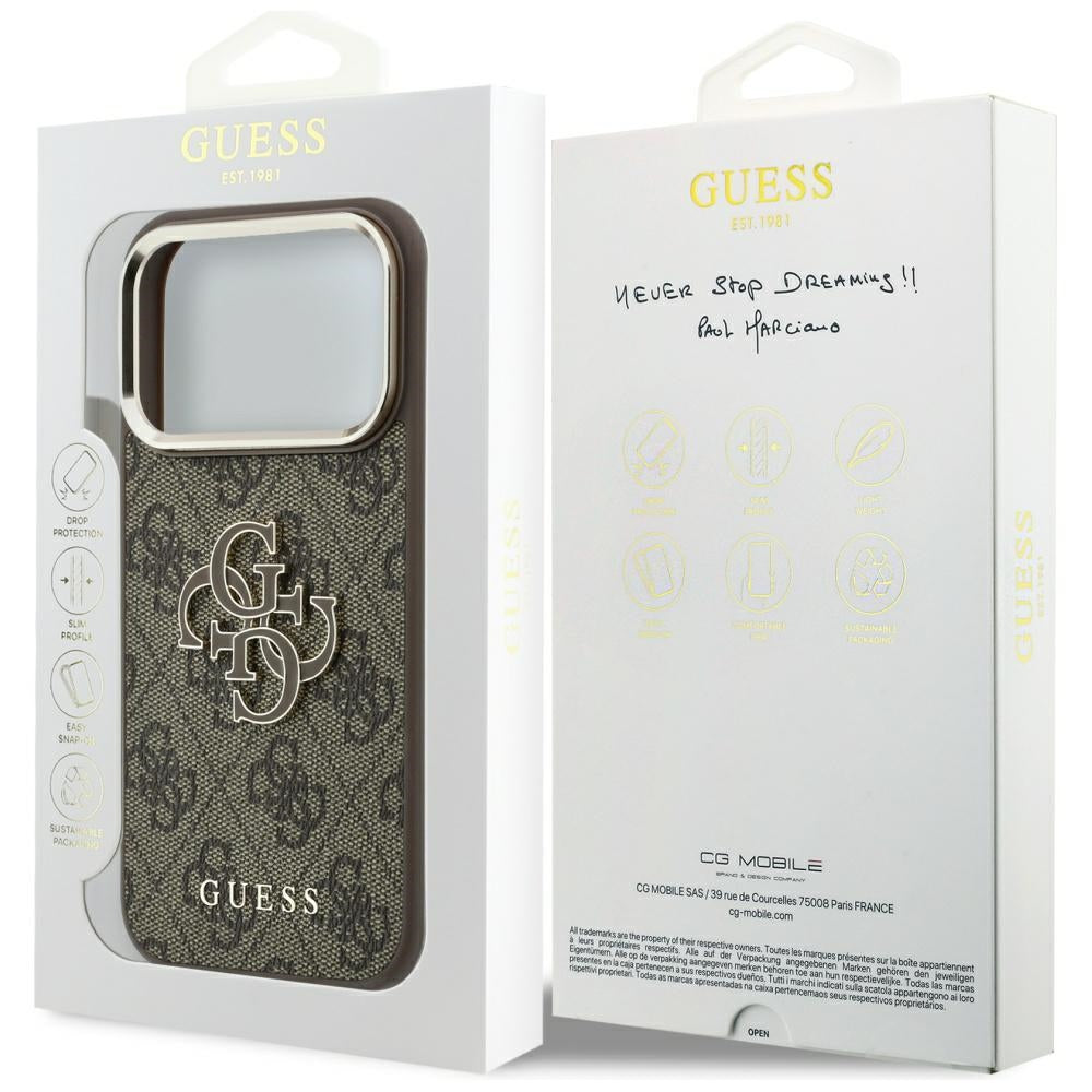 Θήκη για Apple iPhone 18 Pro Max / 17 Pro Max, Guess, 4G Big Resin Logo, Καφέ