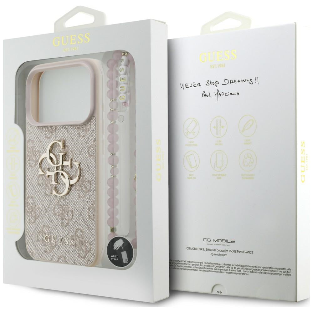 Case for Apple iPhone 18 Pro Max / 17 Pro Max, Guess, 4G Classic Logo with Strap, Pink