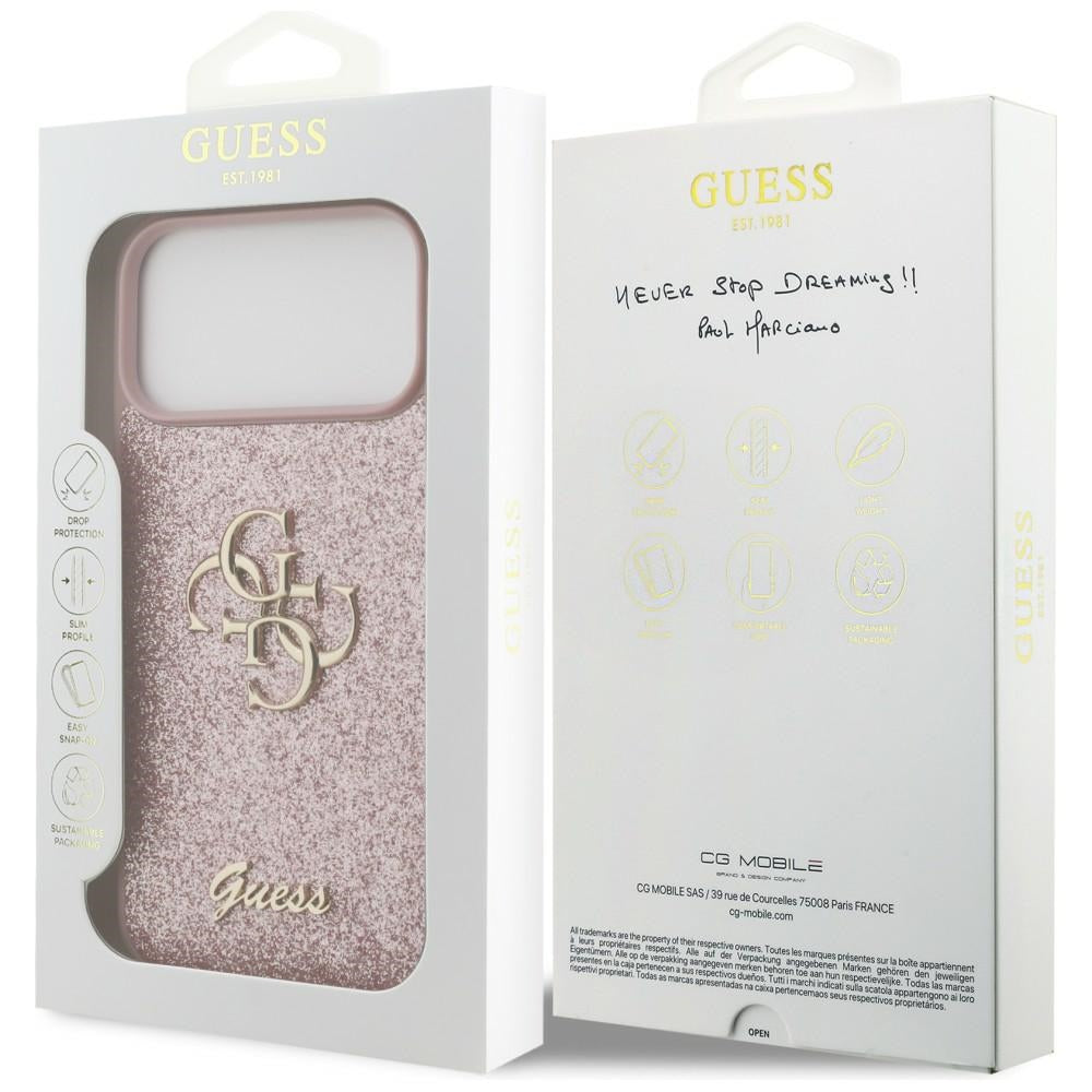 Θήκη για Apple iPhone 18 Pro Max / 17 Pro Max, Guess, Fixed Glitter Big 4G, Ροζ