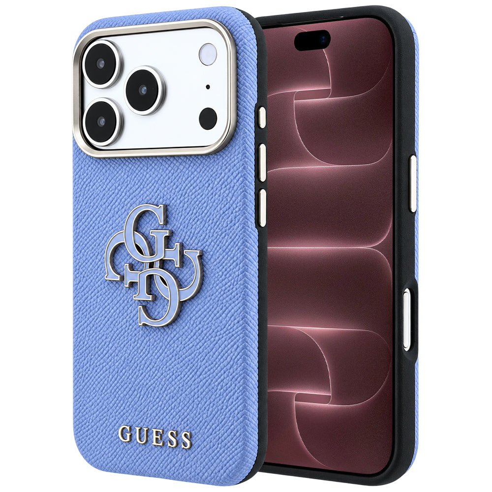 Θήκη για Apple iPhone 18 Pro Max / 17 Pro Max, Guess, Μεγάλο Λογότυπο από Ρητίνη με Υφή, Μπλε