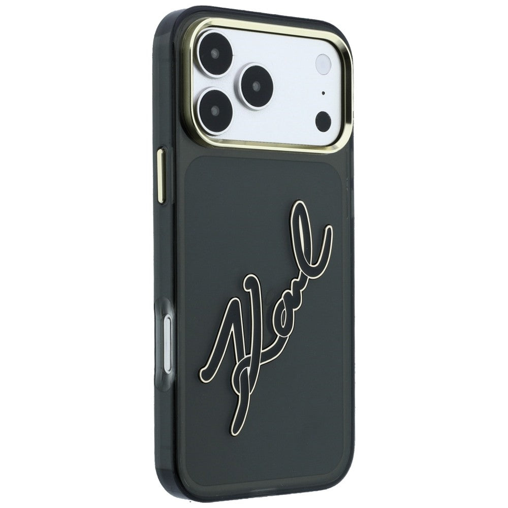 Θήκη για Apple iPhone 18 Pro Max / 17 Pro Max, Karl Lagerfeld, IML Big Signature Resin Logo Metal Frame, Μαύρο