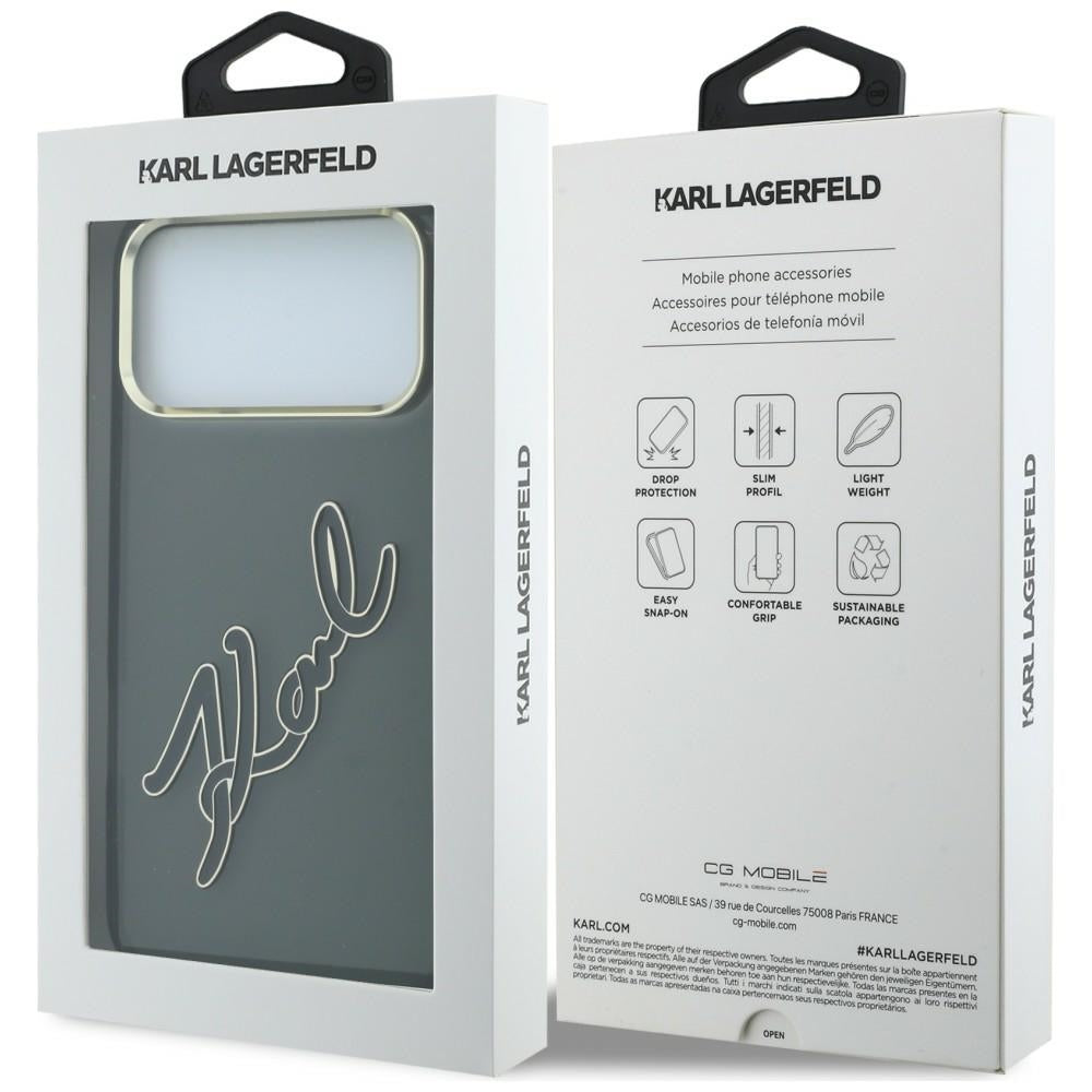 Θήκη για Apple iPhone 18 Pro Max / 17 Pro Max, Karl Lagerfeld, IML Big Signature Resin Logo Metal Frame, Μαύρο