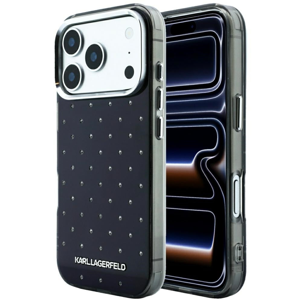 Θήκη για Apple iPhone 18 Pro Max / 17 Pro Max, Karl Lagerfeld, IML Κρύσταλλα και Ηλεκτρολυμένο Λογότυπο, Μαύρη