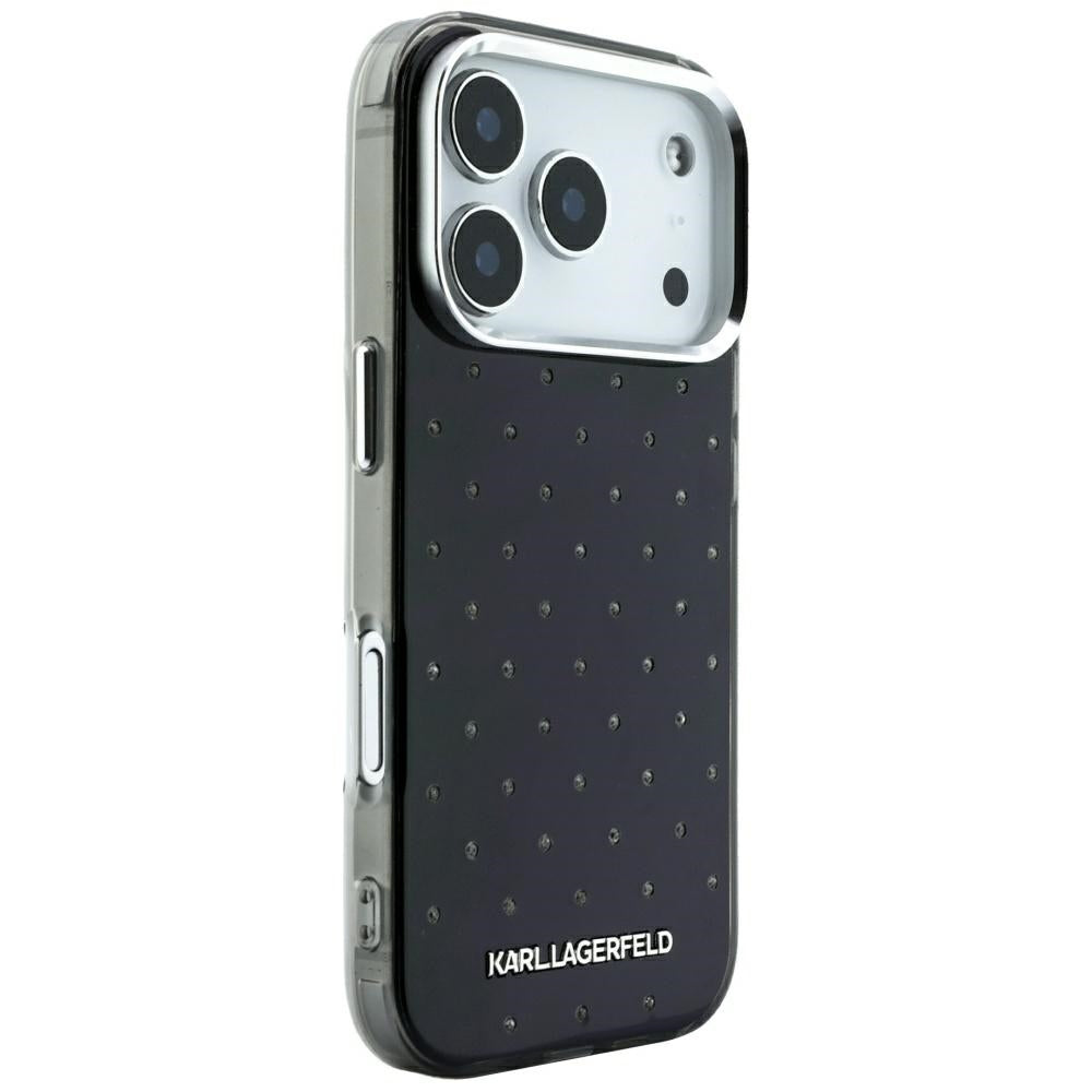 Θήκη για Apple iPhone 18 Pro Max / 17 Pro Max, Karl Lagerfeld, IML Κρύσταλλα και Ηλεκτρολυμένο Λογότυπο, Μαύρη