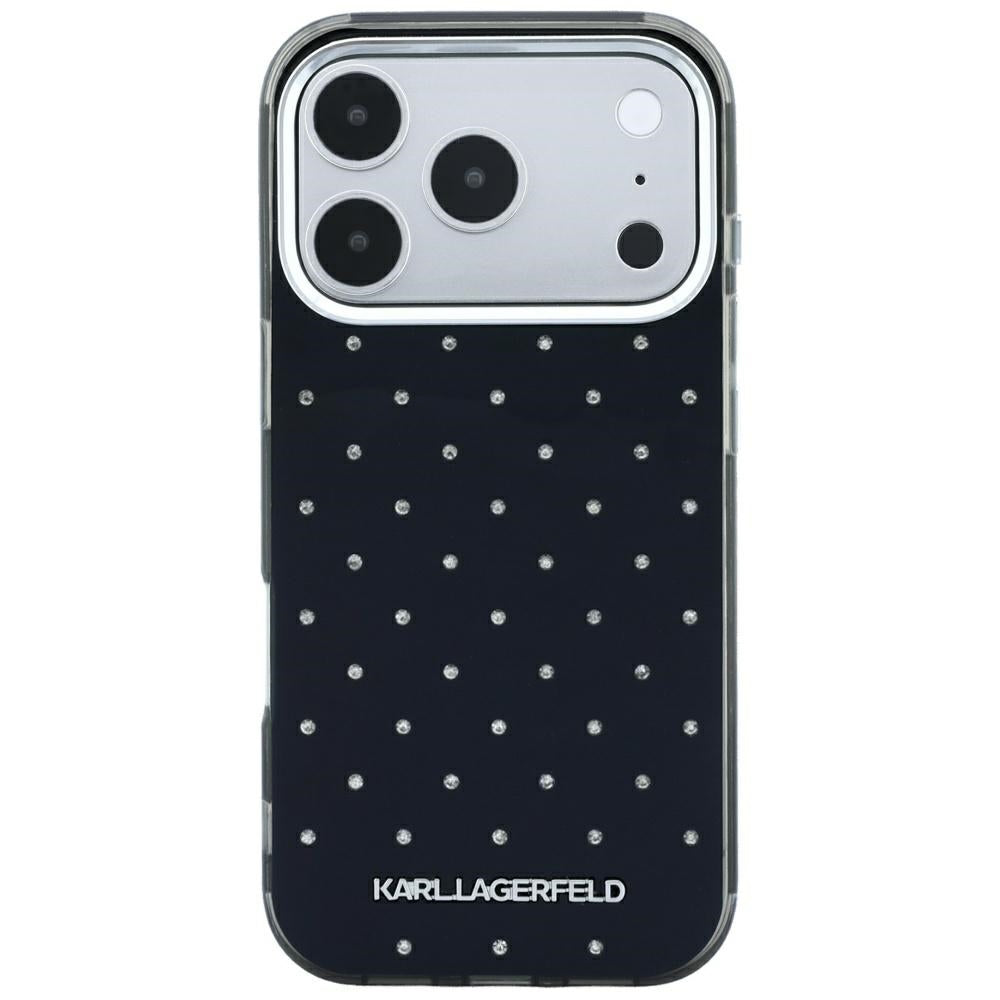 Θήκη για Apple iPhone 18 Pro Max / 17 Pro Max, Karl Lagerfeld, IML Κρύσταλλα και Ηλεκτρολυμένο Λογότυπο, Μαύρη