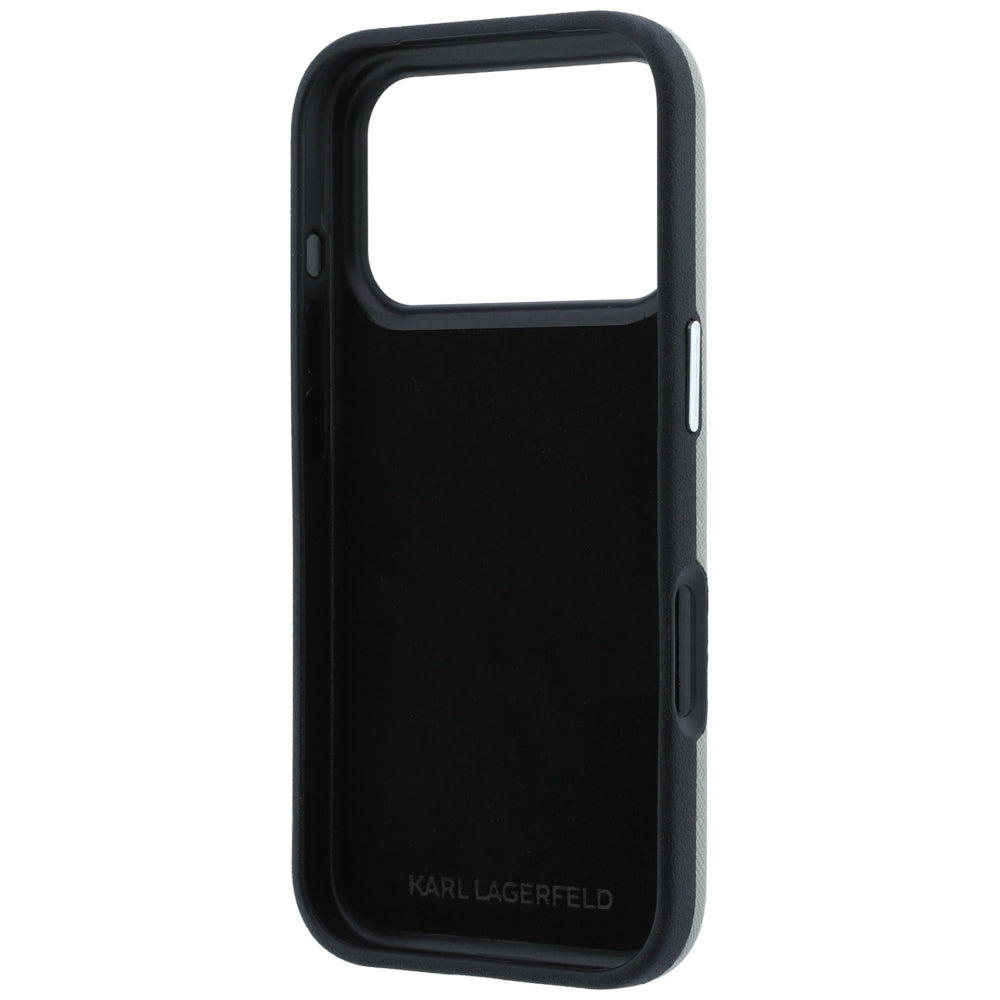 Θήκη για Apple iPhone 18 Pro Max / 17 Pro Max, Karl Lagerfeld, Saffiano με καρφίτσα κεφαλής Karl & Choupette και λογότυπο, Γκρι