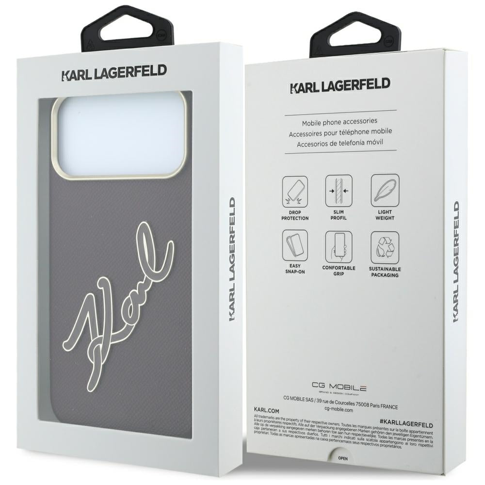 Θήκη για Apple iPhone 18 Pro Max / 17 Pro Max, Karl Lagerfeld, Λείο Μεγάλο Ρητινώδες Λογότυπο Υπογραφής, Βυσσινί