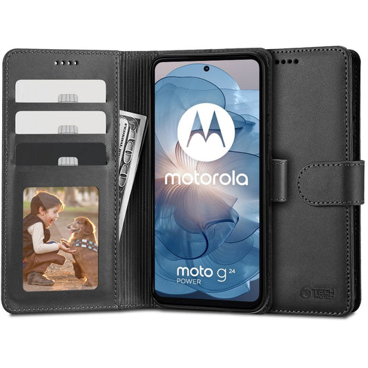 Θήκη για Motorola Moto Moto G24 Power / G04 / G24 / E14, Tech-Protect, Πορτοφόλι, Μαύρο
