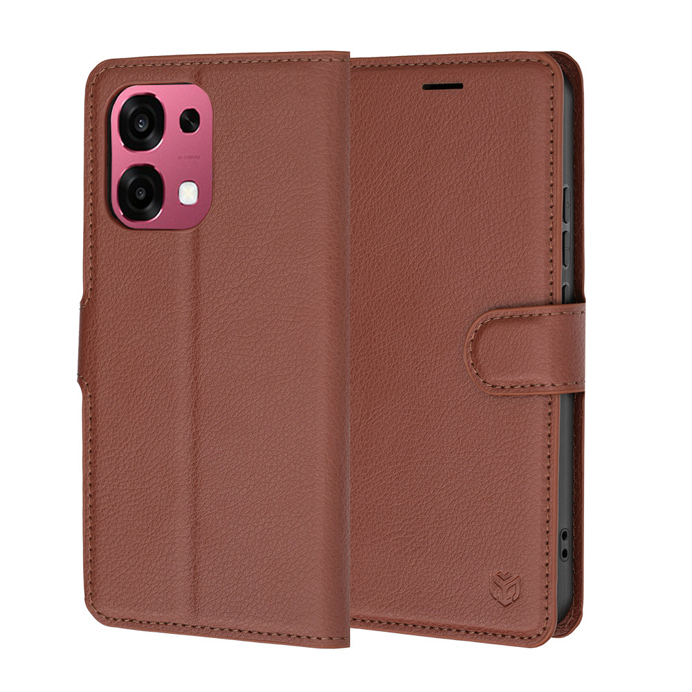 Θήκη για Oppo A6 Pro 5G / A6 Pro 4G, Techsuit, Δερμάτινο Φύλλο, Καφέ