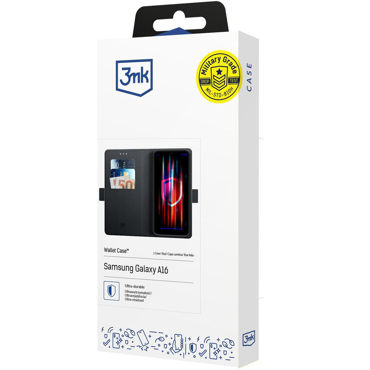 Θήκη για Samsung Galaxy A16 5G A166 / A16 4G A165, 3MK, Πορτοφόλι, Μαύρο