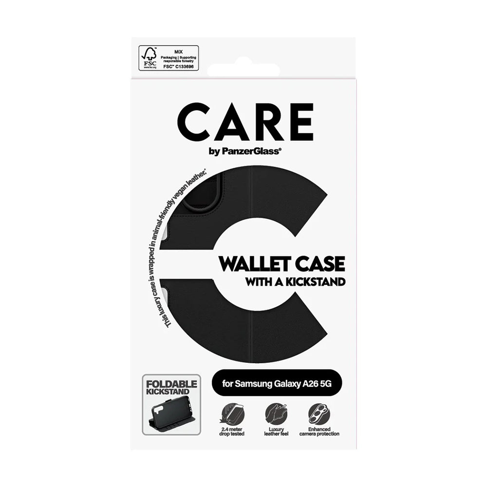 Θήκη για Samsung Galaxy A26 A266, PanzerGlass, με χαρακτηριστικό Kickstand Wallet, Μαύρη