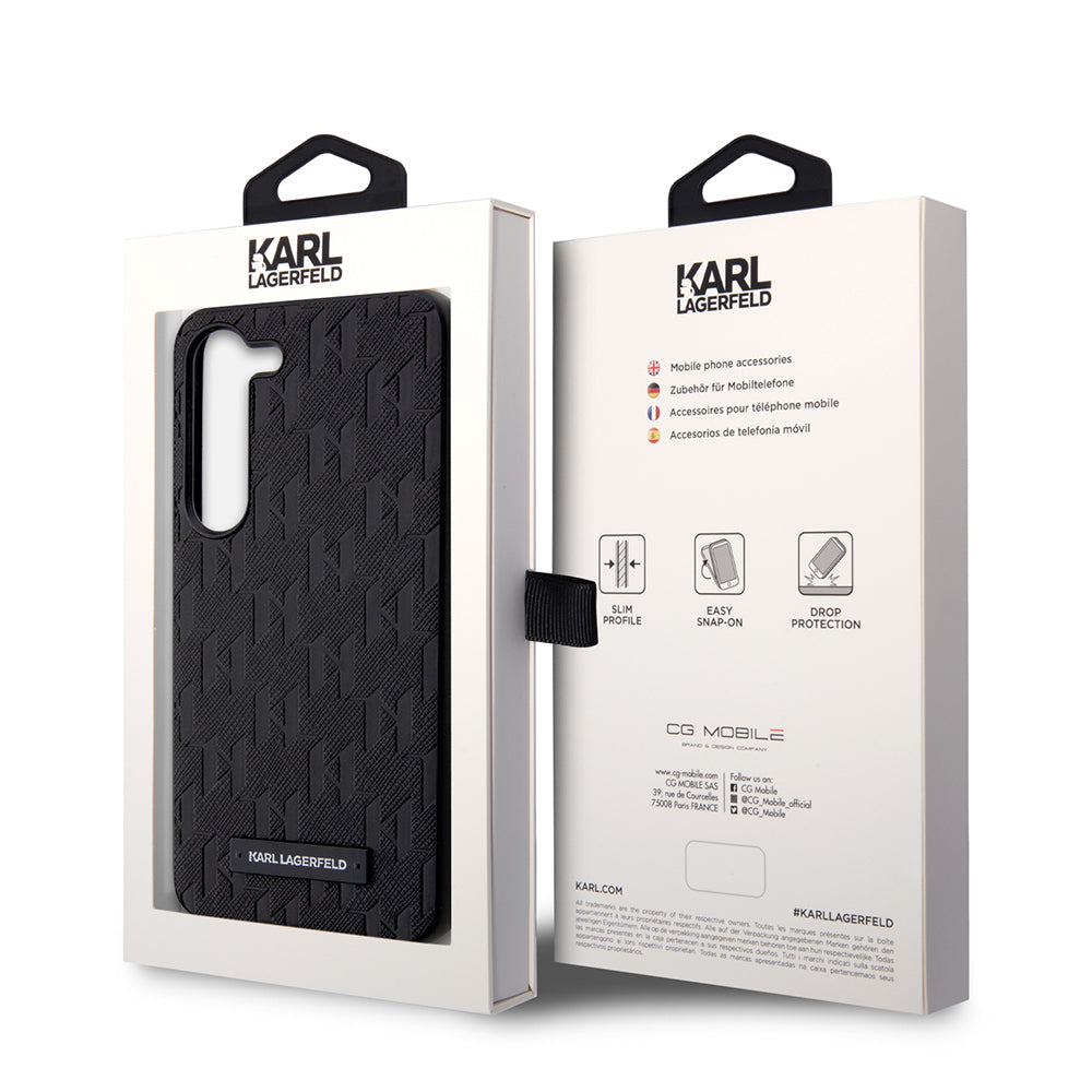 Θήκη για Samsung Galaxy S23 S911, Karl Lagerfeld, Saffiano Monogram Metal Logo, Μαύρη
