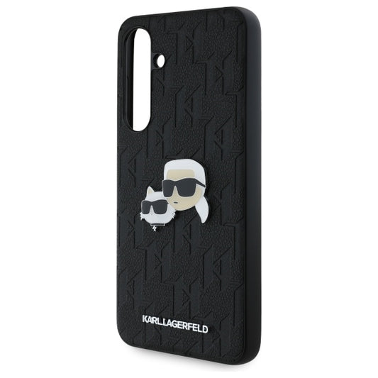 Θήκη για Samsung Galaxy S24 FE S721, Karl Lagerfeld, Monogram Karl & Choupette's Heads, Μαύρη