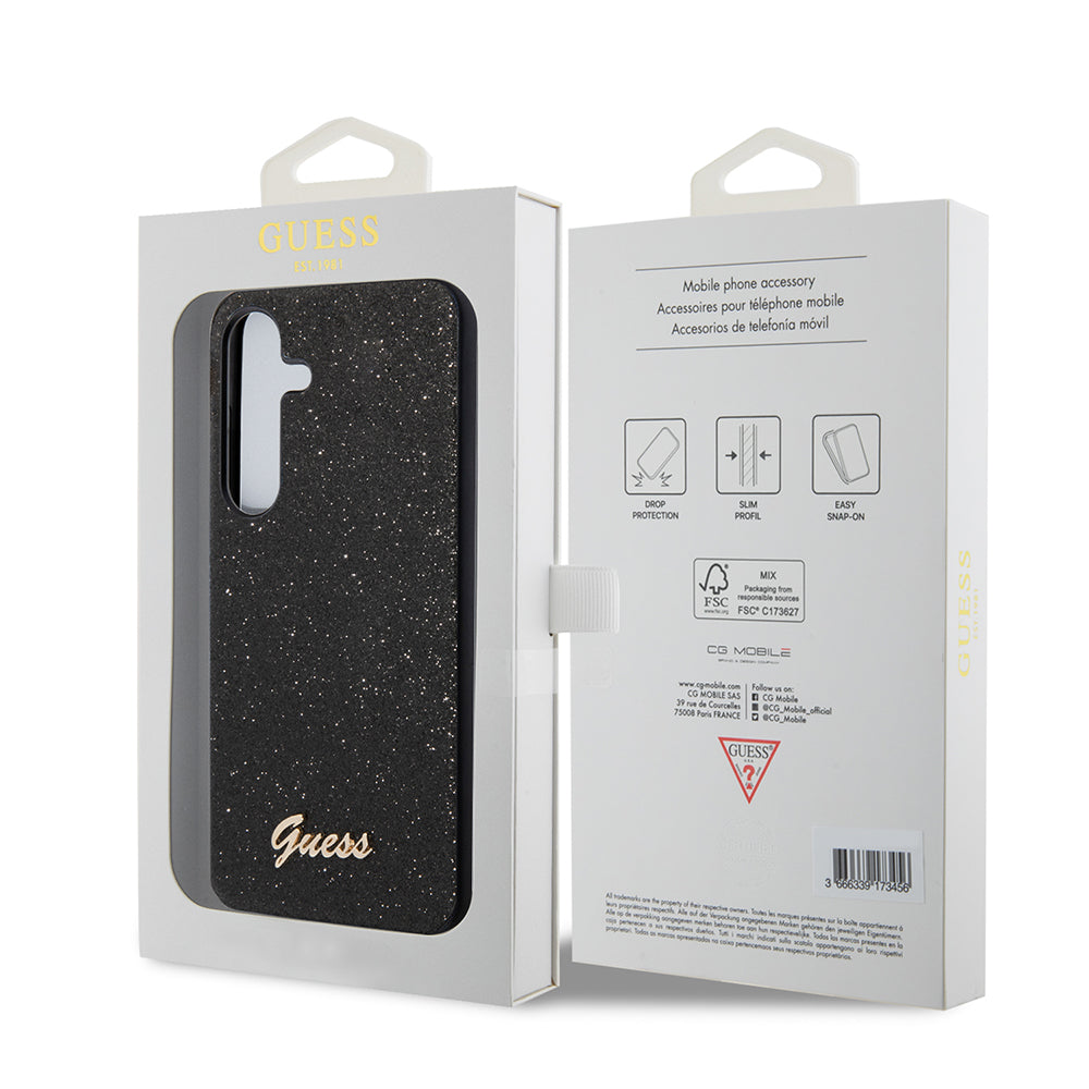 Θήκη για Samsung Galaxy S24+ S926, Guess, Glitter Script, Μαύρη