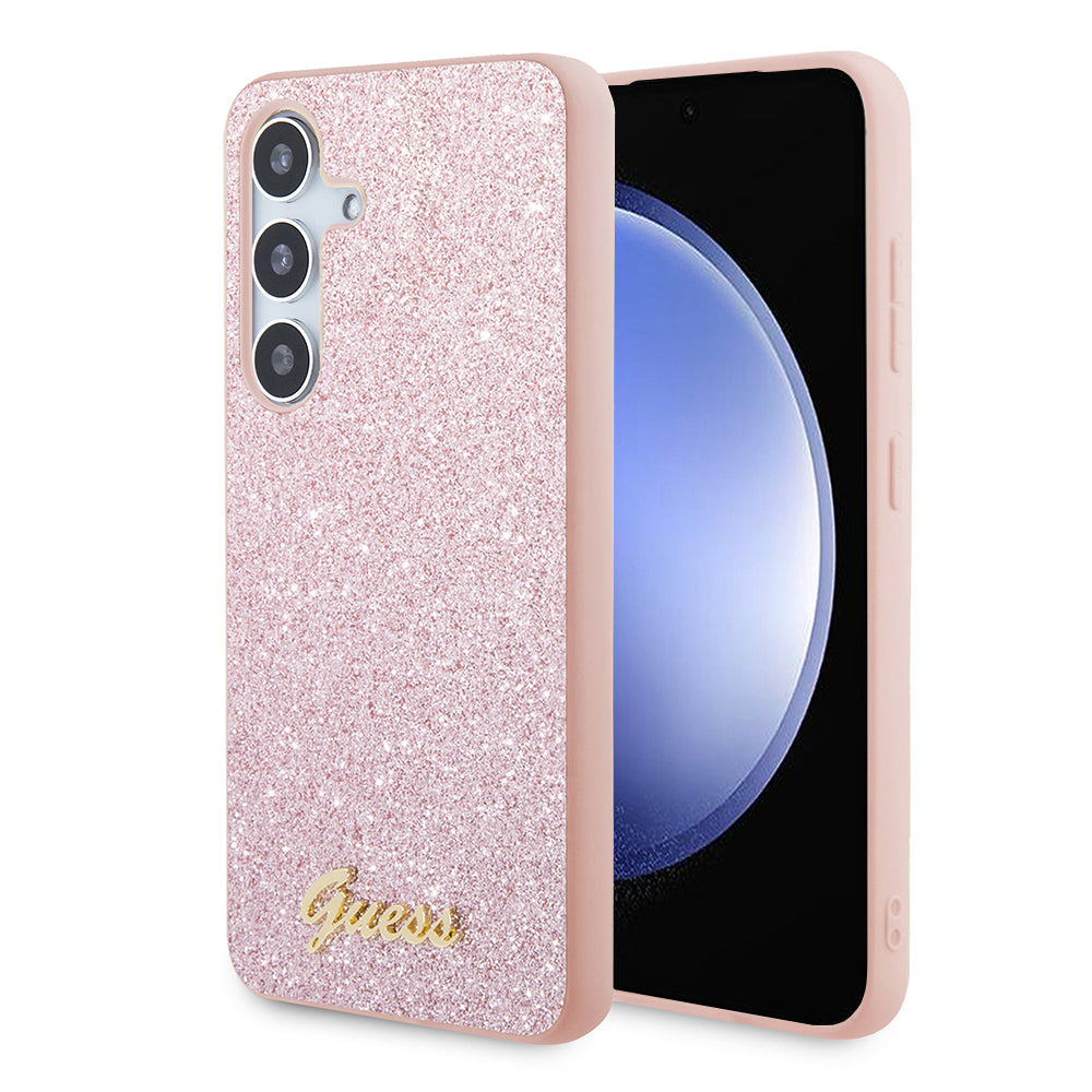 Θήκη για Samsung Galaxy S24+ S926, Guess, Glitter Script, Ροζ